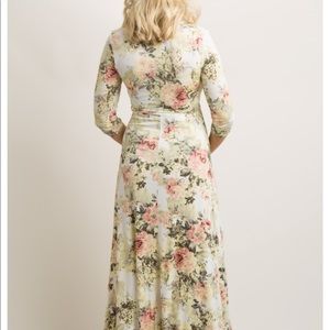 Ivory floral pink blush maxi maternity dress